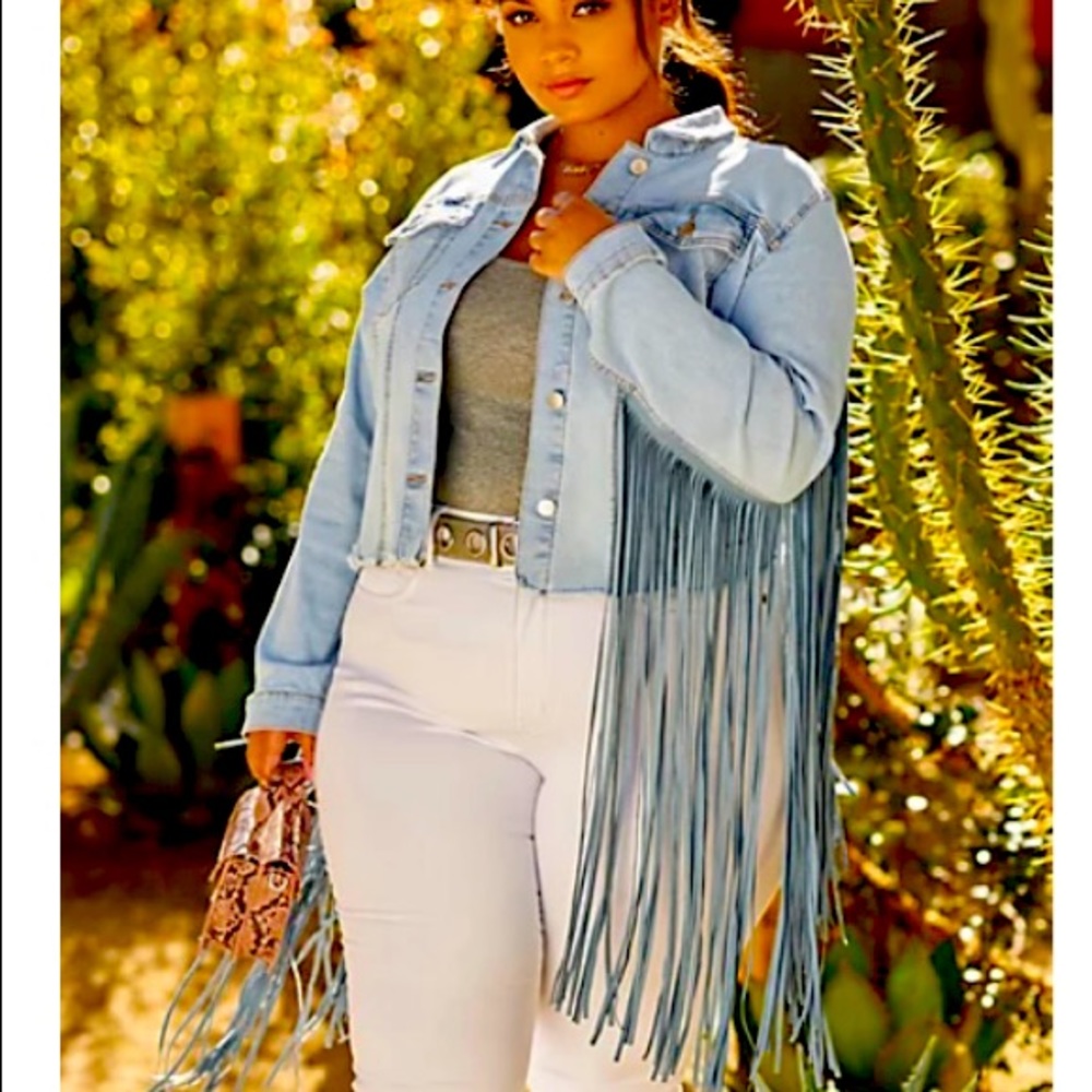 Fashion to Figure Denim Fringe Jacket